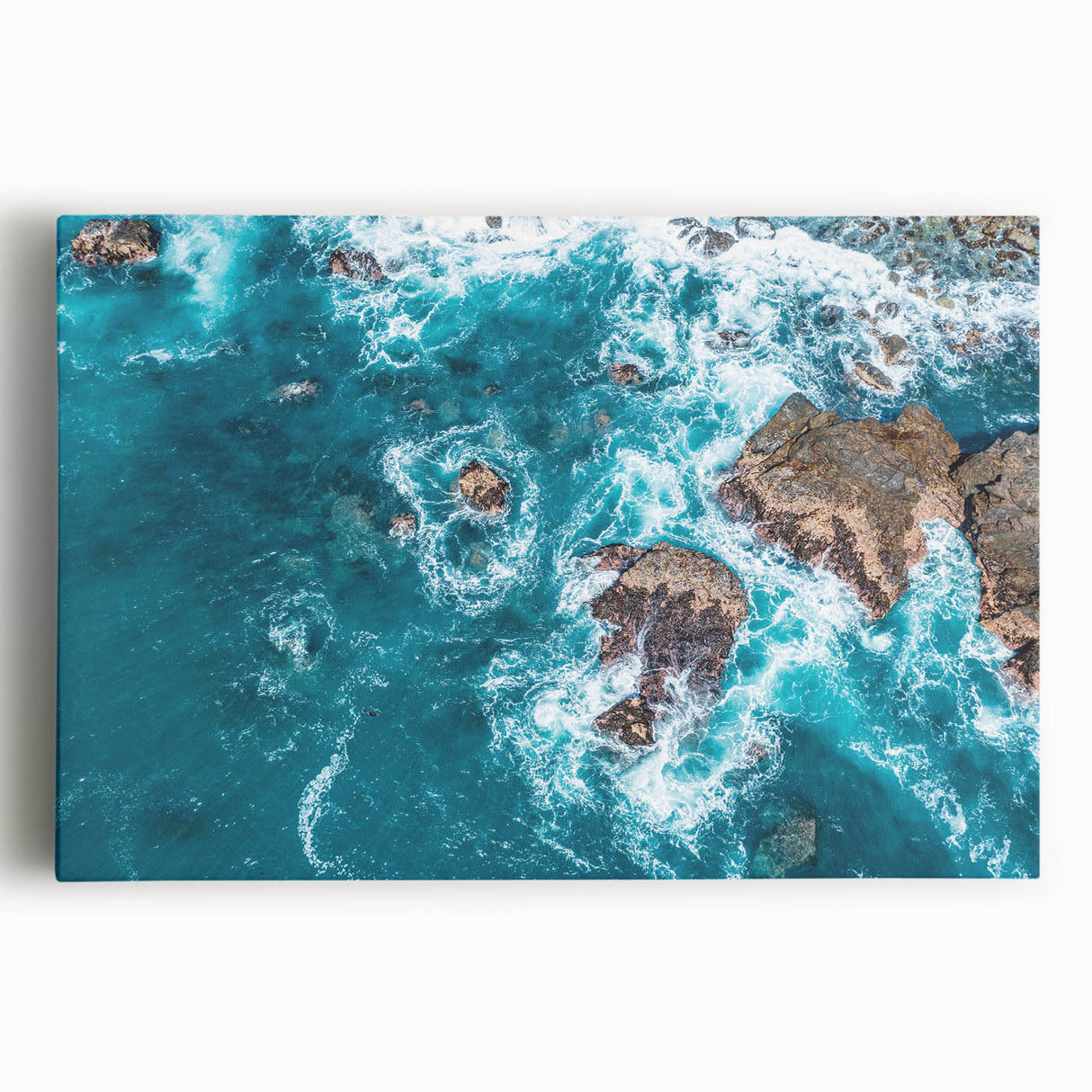 Black and white photo of Big Sur on stretched canvas, ideal for kitchen wall art.