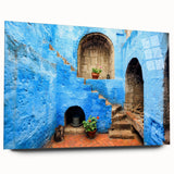 Acrylic print of large abstract Catalina, California scenery in muted blue and green tones.