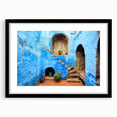 Extra large abstract art print of Catalina, California in vibrant colors on a textured canvas, framed in black.