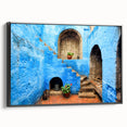 Black and white framed canvas of Catalina Island landscape, ideal for bedroom wall decor.