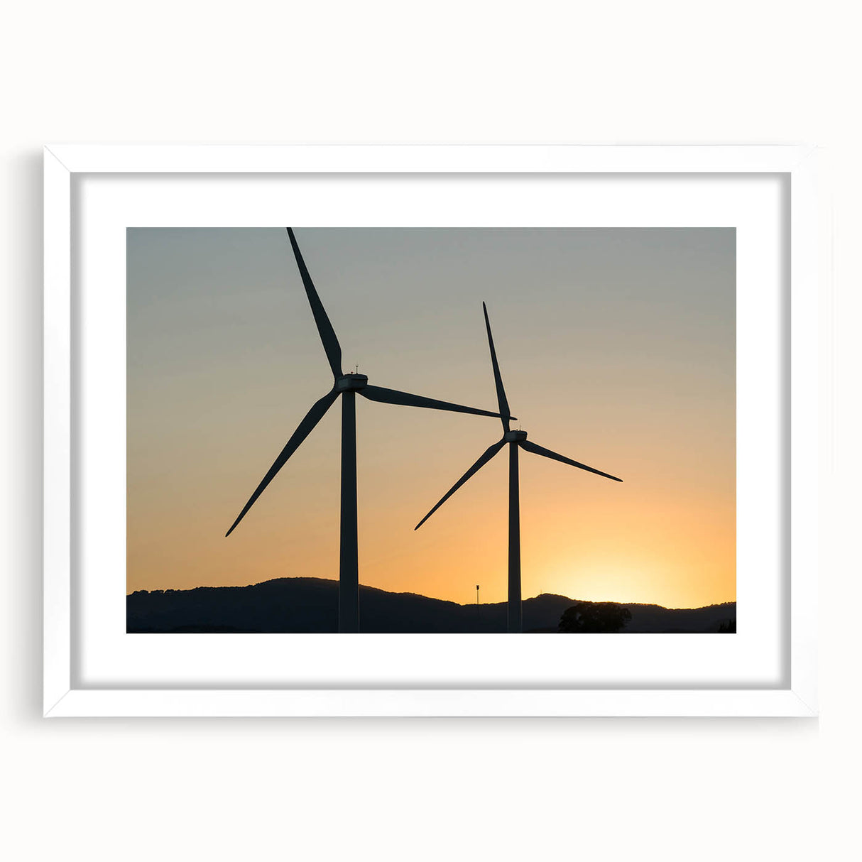 Abstract art print of Sacramento scenery in muted earth tones on a framed white mat, ideal for dining room decor.