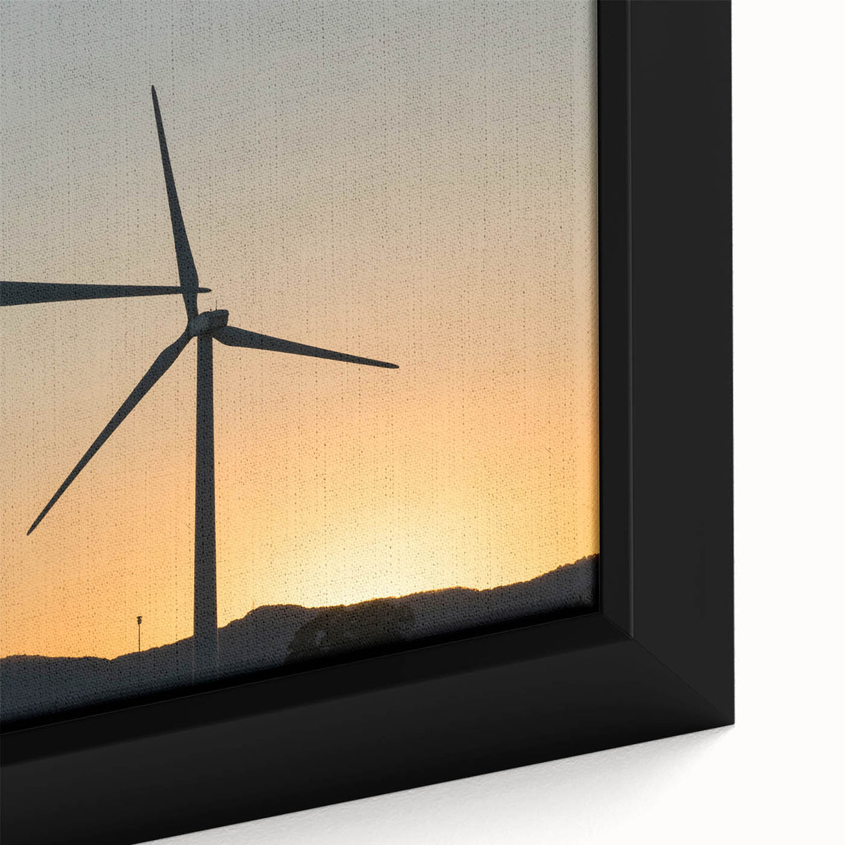 Close-up of extra large black wall art featuring a textured, colorful Sacramento scenery on a framed canvas.