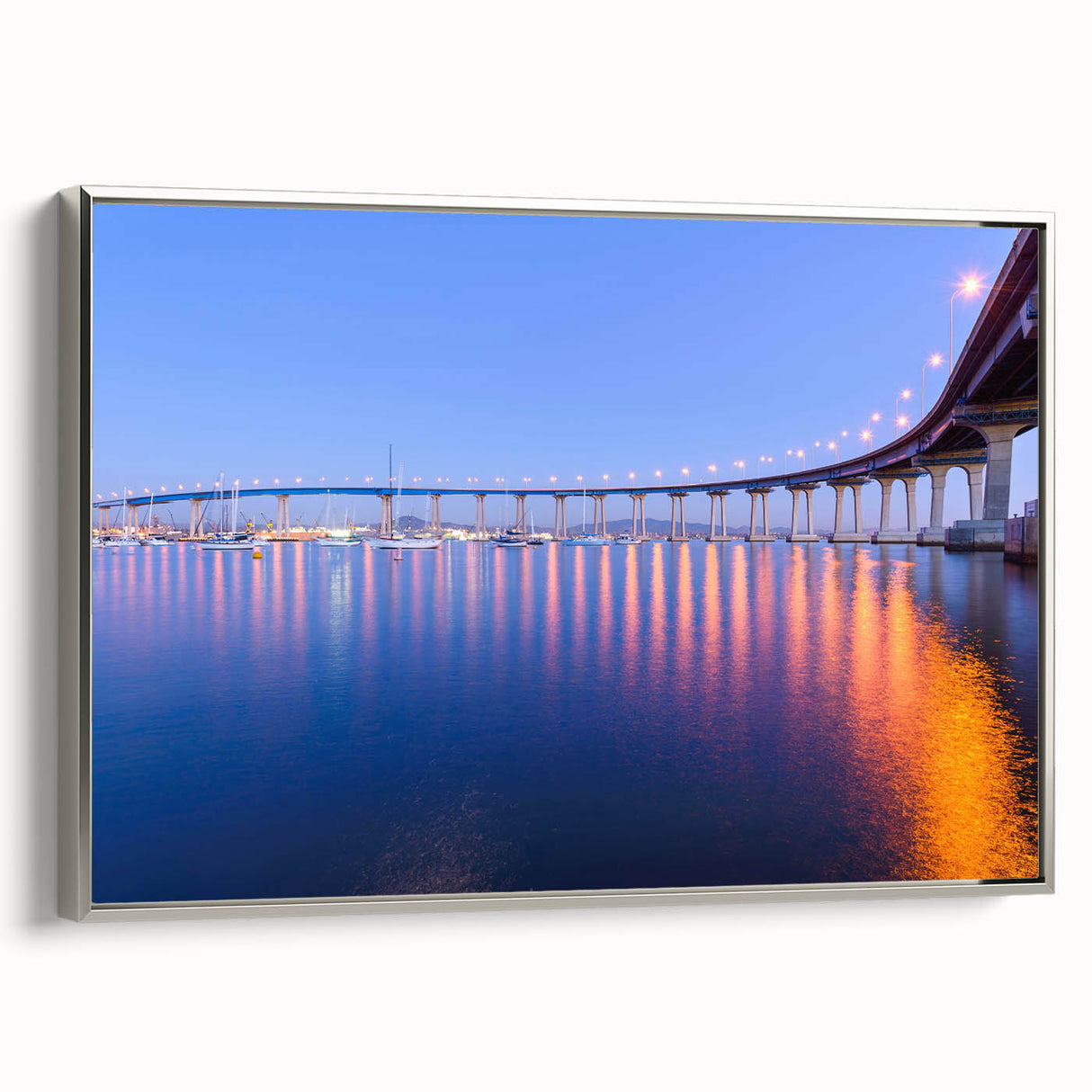 Landscape art painting of San Diego with colorful art palette on framed canvas, suitable for living room decor.