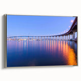 Landscape art painting of San Diego with colorful art palette on framed canvas, suitable for living room decor.