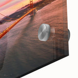 Large abstract wall art depicting San Francisco skyline in muted blue and gray tones on acrylic glass.