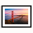 Extra large textured black wall art featuring a colorful San Francisco skyline, framed with a black mat.