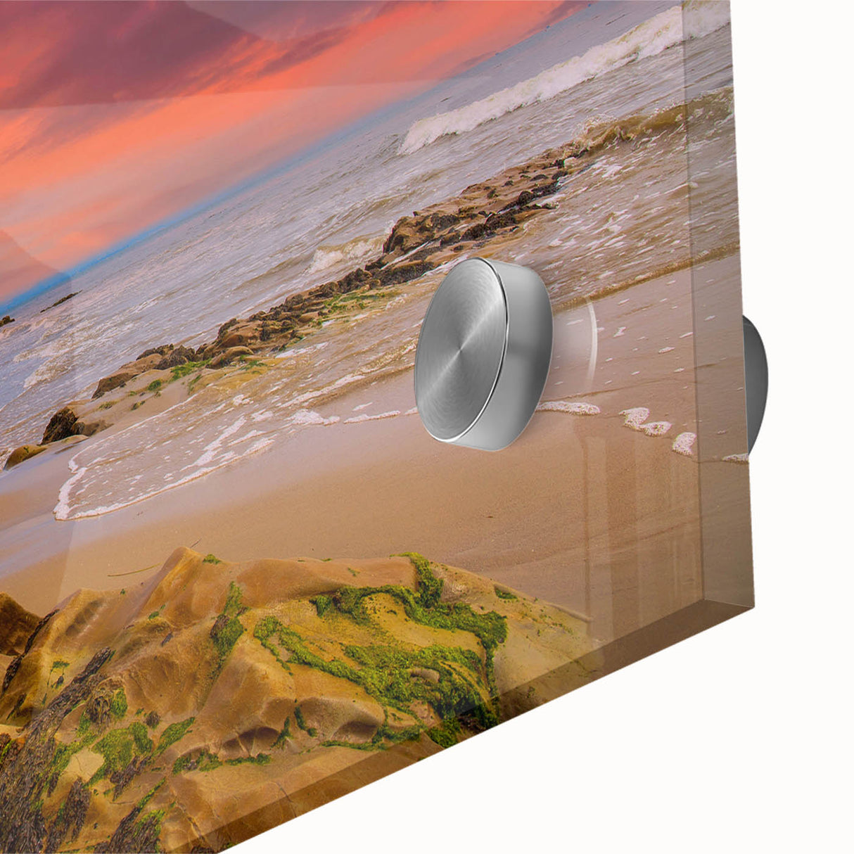 Large abstract wall art of Santa Barbara in muted earth tones on acrylic glass, ideal for dining room ambiance.