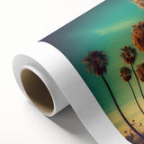 Art Deco poster of Santa Monica scenery in pastel shades on rolled canvas, ideal for nursery wall art.