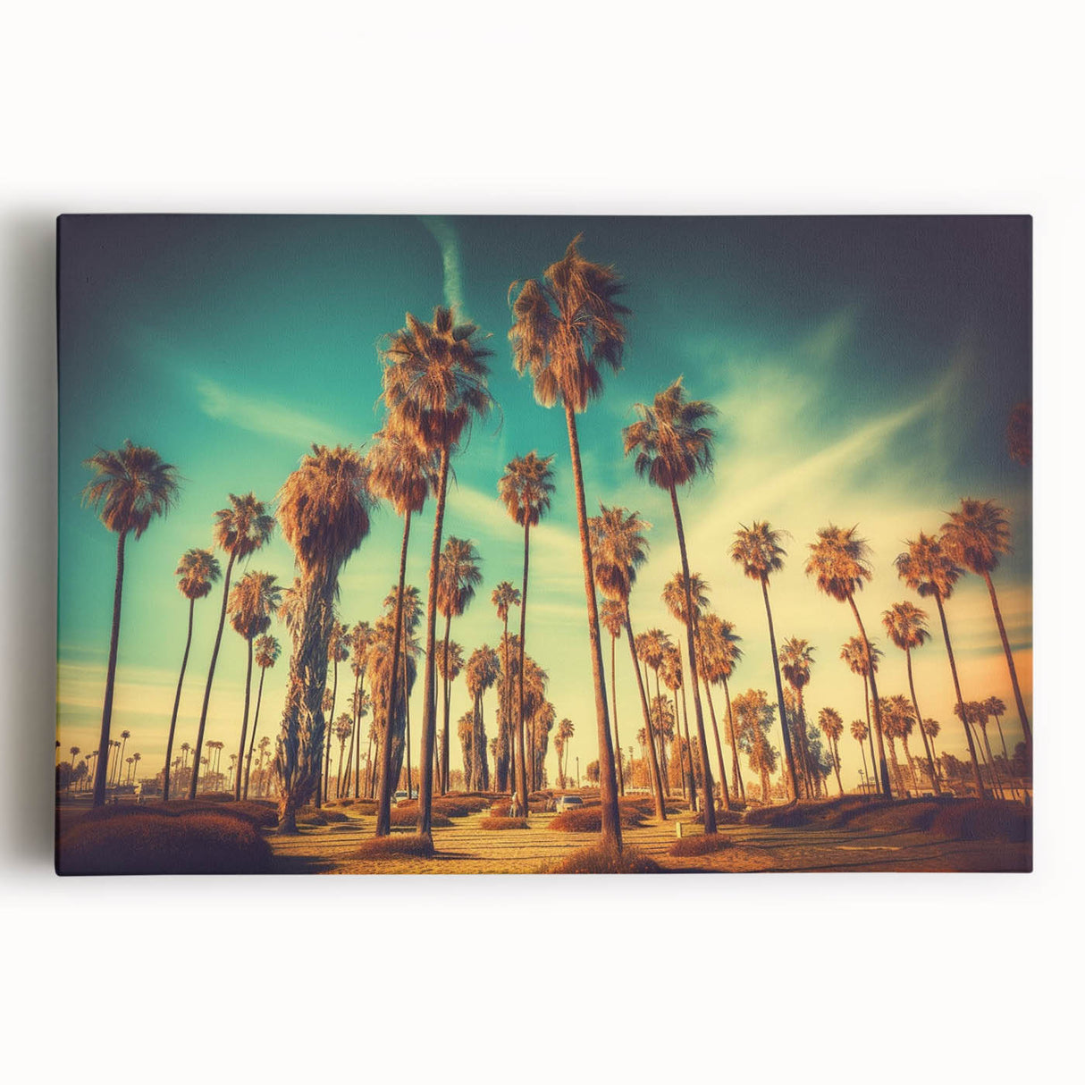 Black and white stretched canvas of Santa Monica Pier, ideal for kitchen wall art.