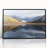 Large abstract wall art depicting Vail, Colorado scenery in muted earth tones on a framed acrylic.
