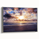 Landscape art painting of Daytona with colorful vintage cars on canvas, framed in silver, ideal for office decor.