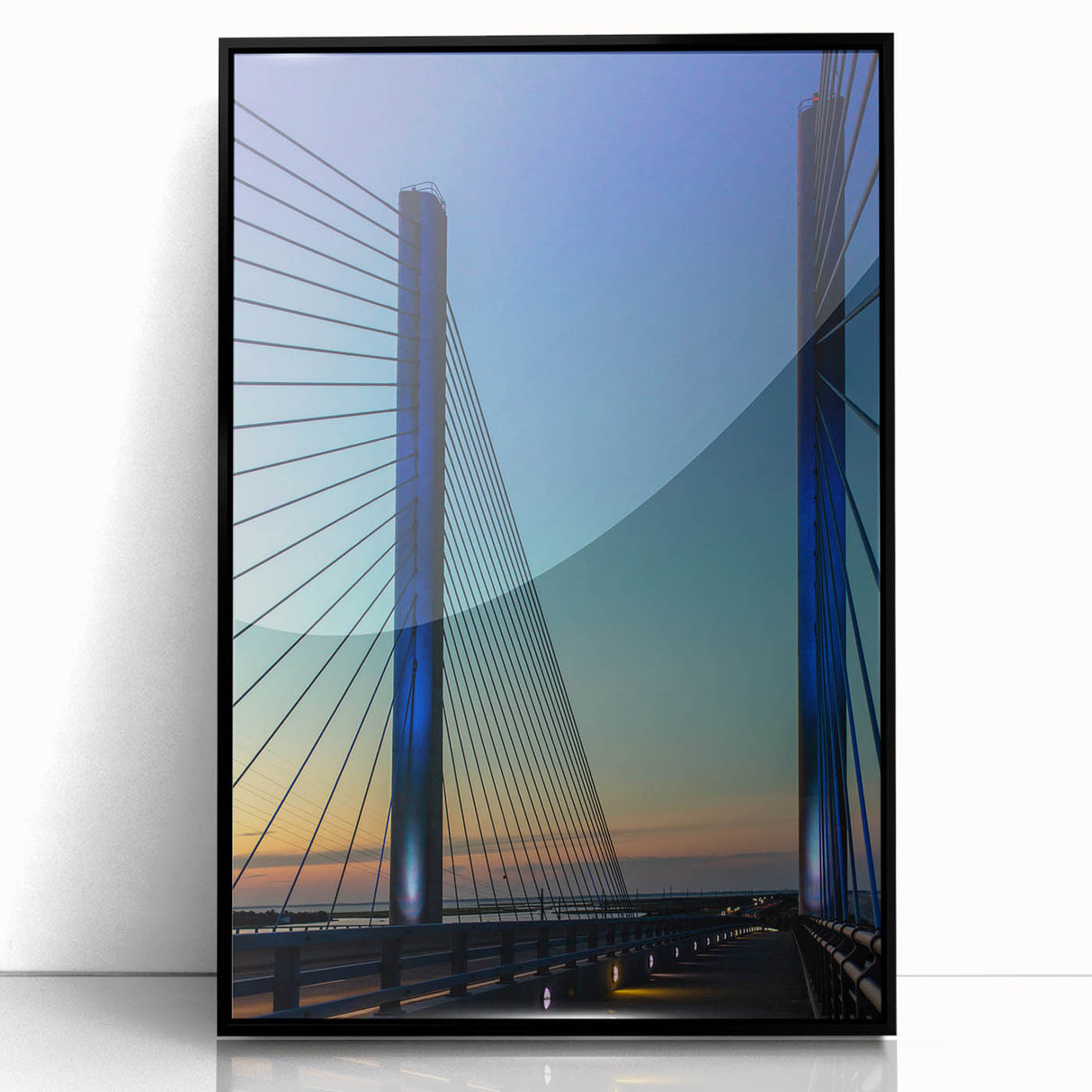 Large abstract wall art depicting Delaware scenery in black and white tones on a framed acrylic.