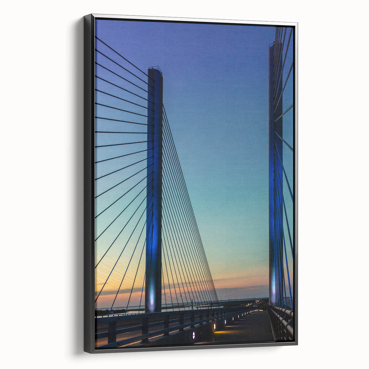 Black and white landscape art painting of Delaware scenery on framed canvas, suitable for bedroom wall decor.