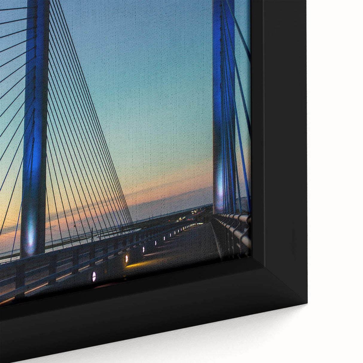 Extra large framed canvas depicting a textured Delaware scenery in black with colorful accents, ideal for living room decor.