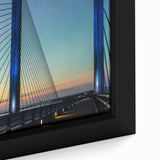 Extra large framed canvas depicting a textured Delaware scenery in black with colorful accents, ideal for living room decor.