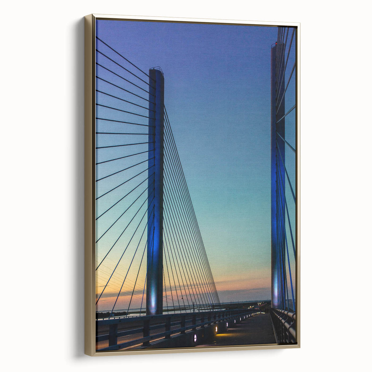 Framed canvas depicting a vintage-style Delaware landscape in muted gold and black, ideal for bedroom wall decor.