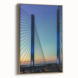 Framed canvas depicting a vintage-style Delaware landscape in muted gold and black, ideal for bedroom wall decor.