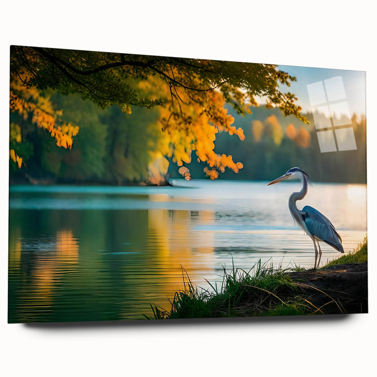 Large abstract depiction of the Everglades in muted greens and blues on acrylic glass, ideal for bedroom or dining room art.