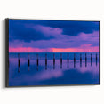 Black and white framed canvas of Florida Keys landscape, ideal for bedroom wall art.