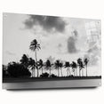 Acrylic print of a large abstract depiction of Miami, featuring vibrant blue and pink tones.