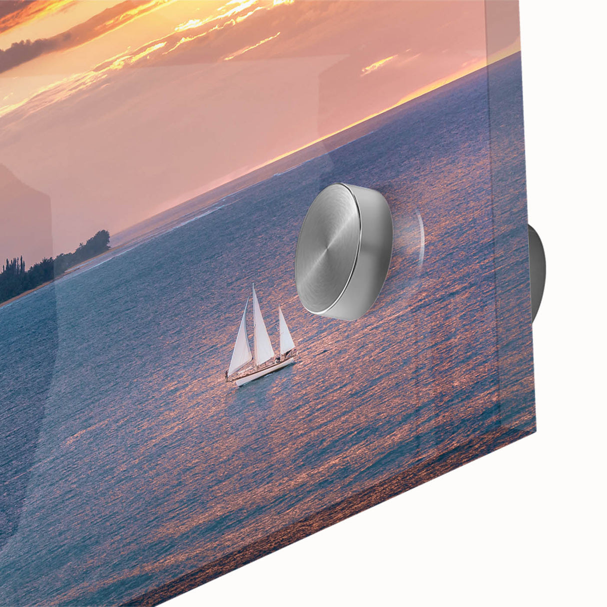 Large abstract wall art of Kauai's scenery on acrylic glass, in mid-century modernist style, ideal for dining room art.