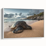 Vintage poster art of Maui scenery on extra large framed canvas, featuring vibrant colors, perfect for living room decor.