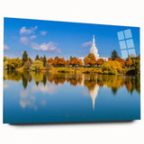 Large abstract wall art of Idaho scenery in muted earth tones on acrylic glass, suitable for bedroom or dining room decor.