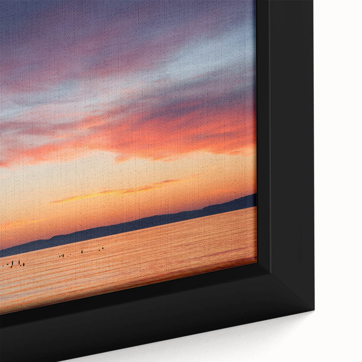 Extra large framed canvas depicting a textured, colorful scene of Lake Michigan, ideal for living room decor.