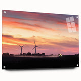 Large abstract wall art depicting Iowa scenery in muted earth tones on acrylic glass.