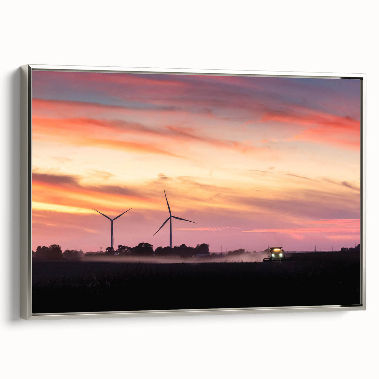 Landscape art painting of Iowa scenery on framed canvas.