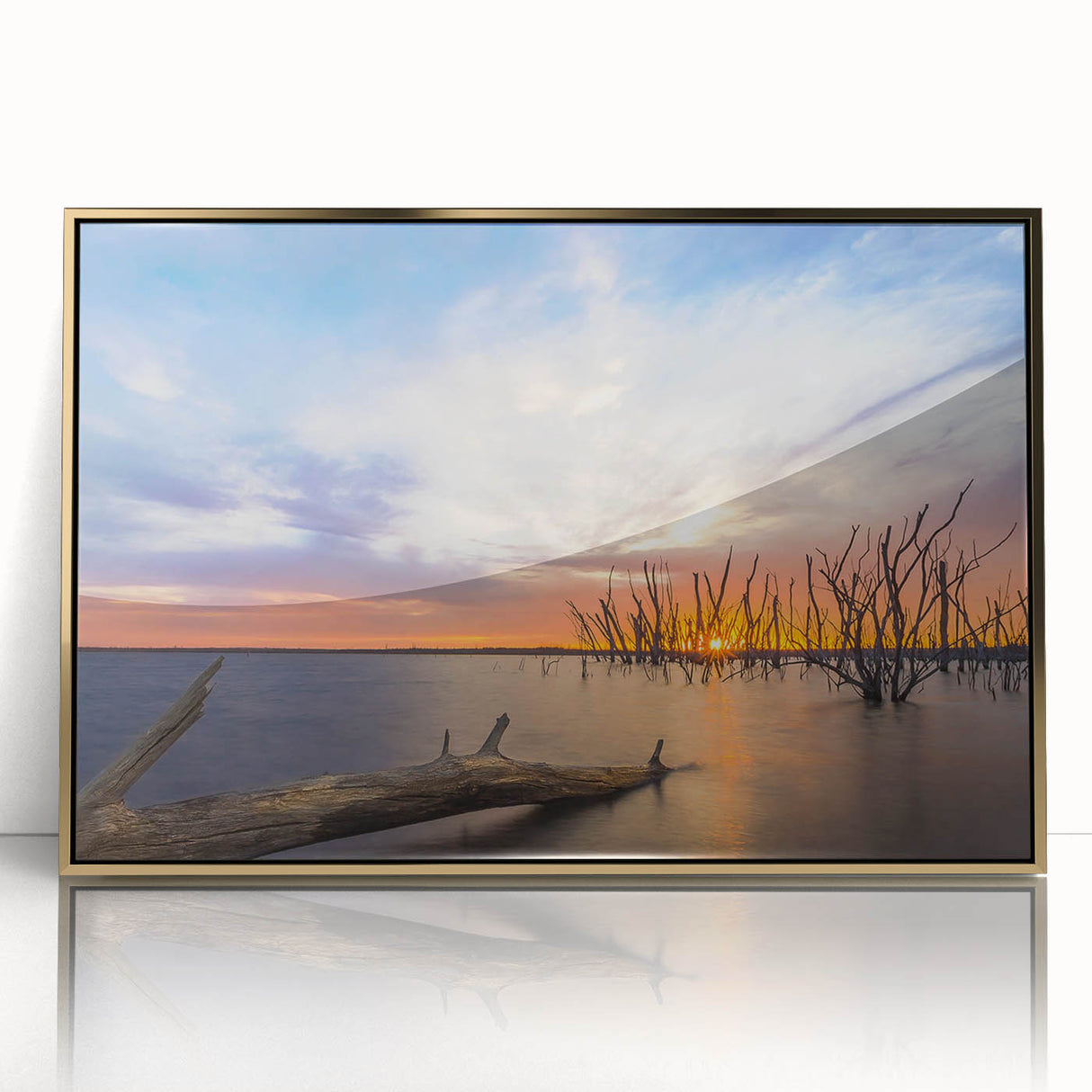 Large art print of a Kansas landscape in muted earth tones on framed acrylic, suitable for modern nursery decor.