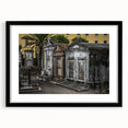 Colorful abstract art print of New Orleans scenery in vibrant hues on a large framed canvas, ideal for living room decor.