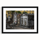 Colorful abstract art print of New Orleans scenery in vibrant hues on a large framed canvas, ideal for living room decor.