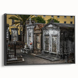 Black and white wall art of a vintage New Orleans landscape on framed canvas, suitable for bedroom decor.