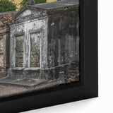 Extra large black wall art depicting a textured New Orleans street scene in colorful hues on a framed canvas.