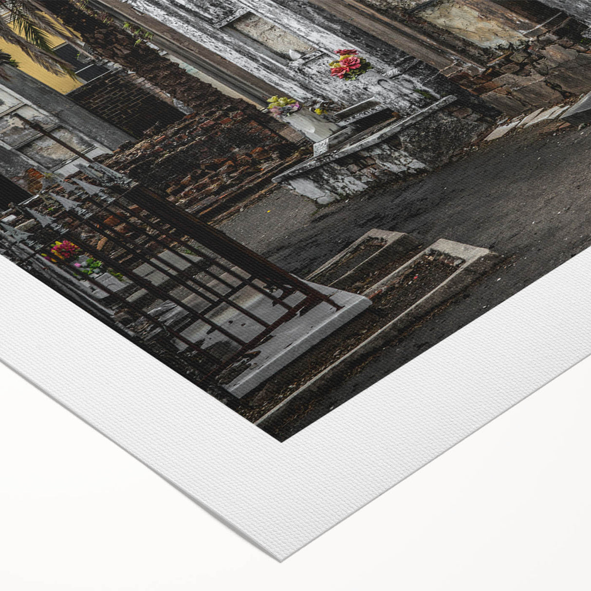 Art deco poster of New Orleans scenery in muted colors on rolled canvas, suitable for dining room wall art.