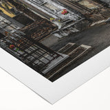 Art deco poster of New Orleans scenery in muted colors on rolled canvas, suitable for dining room wall art.