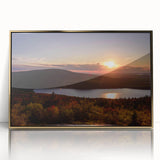Acrylic print of Acadia, Maine scenery in a gold frame, featuring serene blue and green tones.