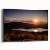 Black and white framed canvas of Acadia National Park, ideal for bedroom wall art in a vintage style.