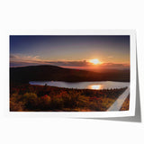 Acadia National Park scenery on a rolled canvas print featuring vibrant green and blue tones, ideal for art wall dining room.