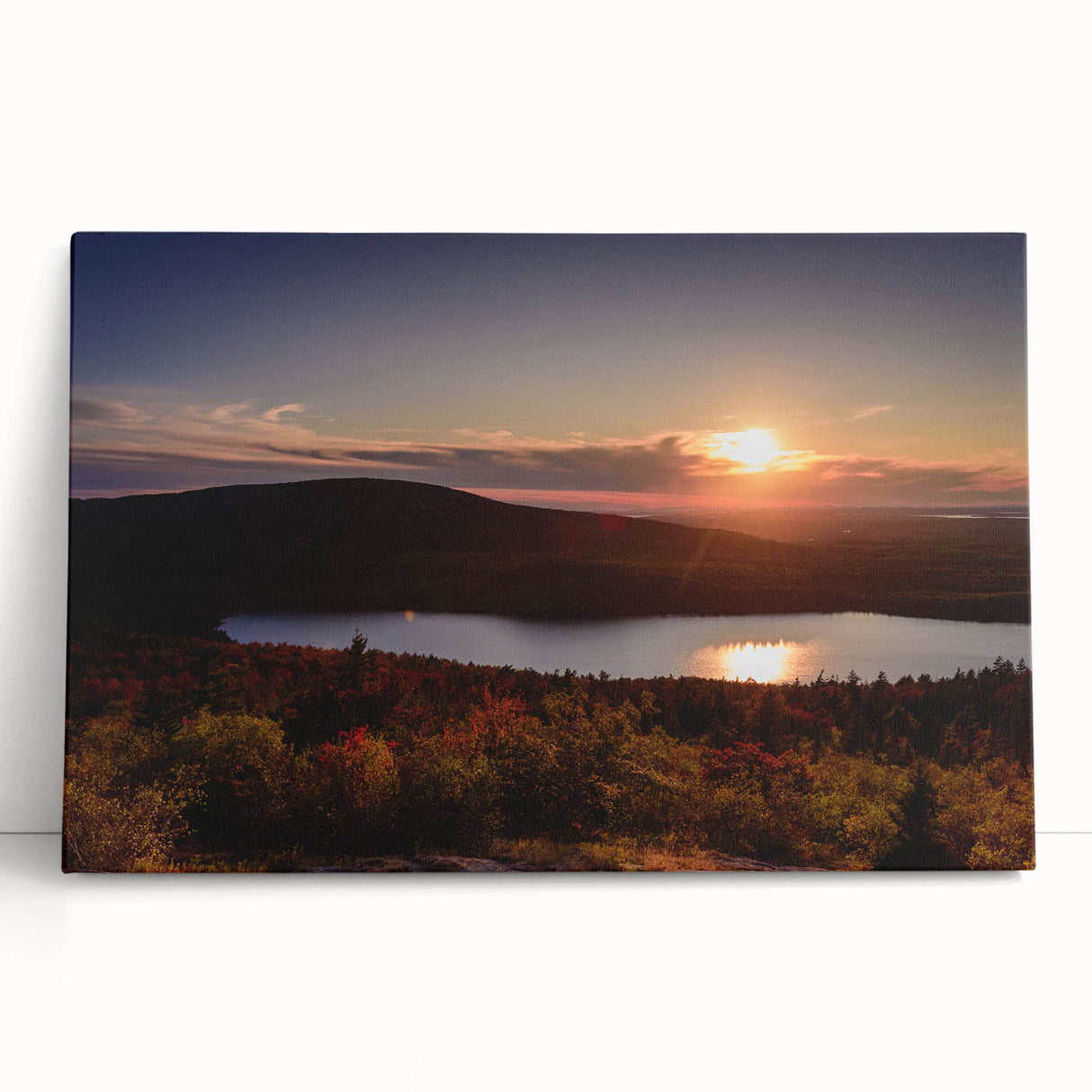 Black and white canvas print of Acadia National Park, ideal for kitchen wall art or bedroom ambiance.