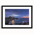 Extra large abstract art print featuring a colorful, textured Maine scenery on a black framed canvas.