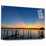Acrylic glass print of Annapolis, Maryland, featuring a large abstract design in muted blue and gray.