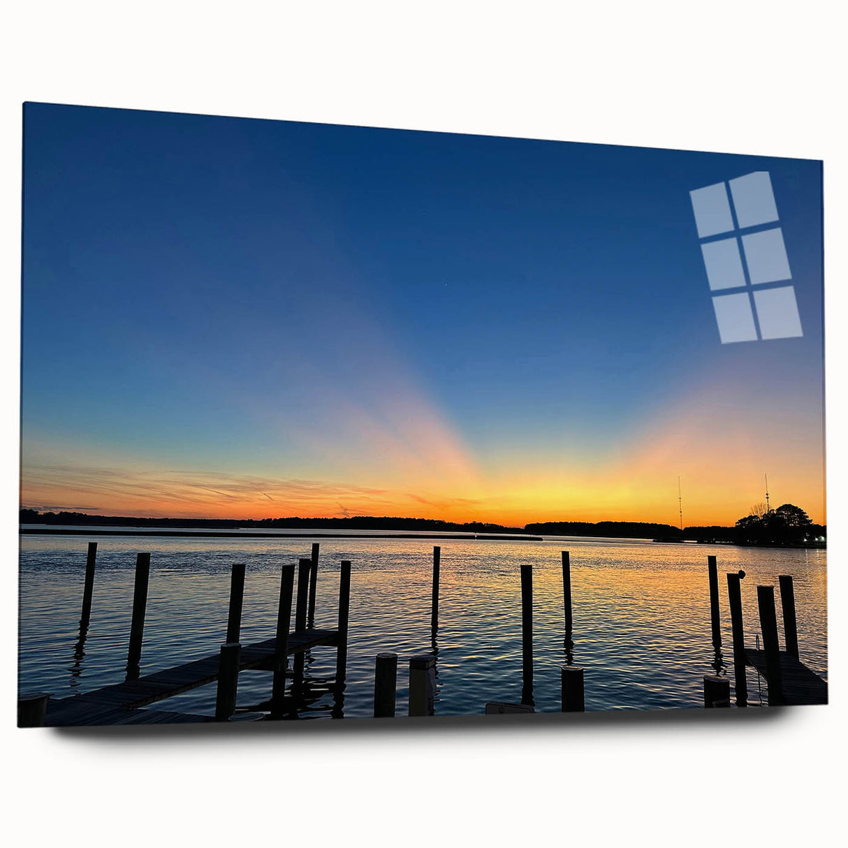 Acrylic print of Annapolis scenery in muted blue and gray tones, suitable for bedroom or dining room decor.