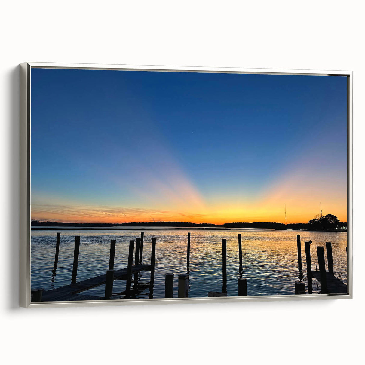 Framed canvas of Annapolis, Maryland landscape featuring a vintage poster style with a palette of black and colorful art.