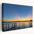 Annapolis, Maryland cityscape on stretched canvas, featuring muted blue and gray tones, suitable for kitchen wall art.