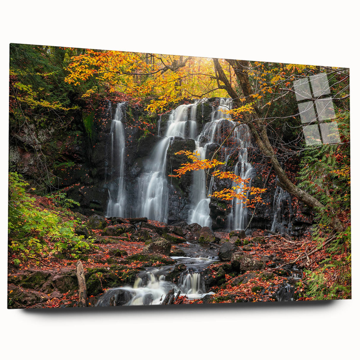 Acrylic print of Michigan's Upper Peninsula in muted earth tones, suitable for bedroom or dining room decor.