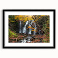 Extra large framed wall art of abstract Michigan Upper Peninsula scene in vibrant colors, ideal for living room decor.