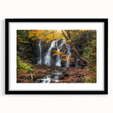 Extra large framed wall art of abstract Michigan Upper Peninsula scene in vibrant colors, ideal for living room decor.
