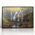 Large abstract wall art depicting Michigan's Upper Peninsula in muted earth tones on a black framed acrylic.